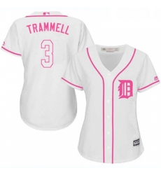 Womens Majestic Detroit Tigers 3 Alan Trammell Authentic White Fashion Cool Base MLB Jersey