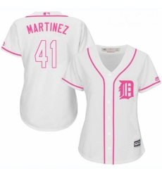 Womens Majestic Detroit Tigers 41 Victor Martinez Replica White Fashion Cool Base MLB Jersey