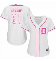 Womens Majestic Detroit Tigers 61 Shane Greene Authentic White Fashion Cool Base MLB Jersey 