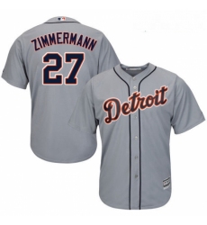 Youth Majestic Detroit Tigers 27 Jordan Zimmermann Authentic Grey Road Cool Base MLB Jersey