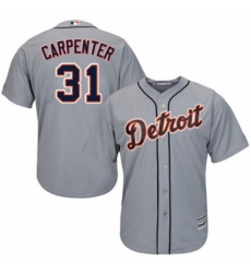 Youth Majestic Detroit Tigers 31 Ryan Carpenter Replica Grey Road Cool Base MLB Jersey 