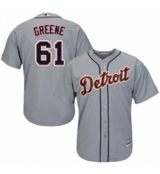 Youth Majestic Detroit Tigers 61 Shane Greene Replica Grey Road Cool Base MLB Jersey 