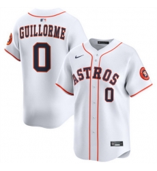 Men Houston Astros 0 Luis Guillorme White 2025 Home Limited Stitched Baseball Jersey Men Houston Astros 0 Luis Guillorme White 2025 Home Limited Stitched Baseball Jersey
