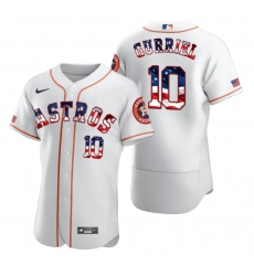 Men Houston Astros 10 Yuli Gurriel Men Nike White Fluttering USA Flag Limited Edition Flex Base MLB Jersey