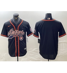 Men Houston Astros Black Team  With Patch Cool Base Stitched Baseball Jersey 1