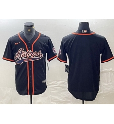 Men Houston Astros Blank Black With Patch Cool Base Stitched Baseball Jersey
