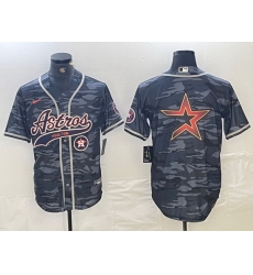 Men Houston Astros Blank Gray Camo With Patch Cool Base Stitched Baseball Jersey 8