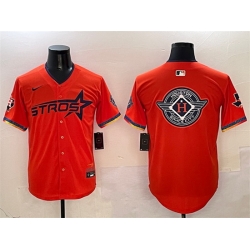 Men Houston Astros Team Big Logo Orange 2025 City Connect With Texas Patch Limited Stitched Baseball Jersey 001