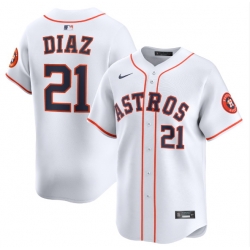 Men Houston Astros Yainer Diaz 21 White Flex Base Stitched Limited Jersey