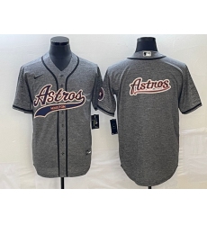 Men's Houston Astros Blank Grey Gridiron With Patch Cool Base Stitched Baseball Jersey