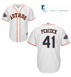 Mens Majestic Houston Astros 41 Brad Peacock Replica White Home 2017 World Series Champions Cool Base MLB Jersey 