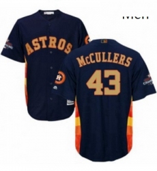 Mens Majestic Houston Astros 43 Lance McCullers Replica Navy Blue Alternate 2018 Gold Program Cool Base MLB Jersey