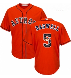 Mens Majestic Houston Astros 5 Jeff Bagwell Authentic Orange Team Logo Fashion Cool Base MLB Jersey