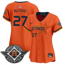 Women Houston Astros 27 Jose Altuve Orange 2025 City Connect Limited Stitched Baseball Jersey