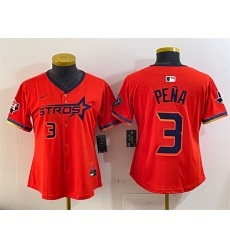 Women Houston Astros 3 Jeremy Pena Orange 2025 City Connect With Texas Patch Limited Stitched Baseball Jersey