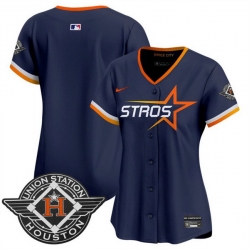 Women Houston Astros Blank Navy 2025 City Connect Limited Stitched Baseball Jersey