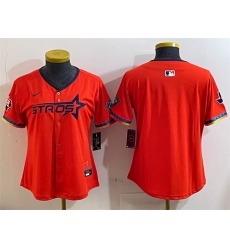 Women Houston Astros Blank Orange 2025 City Connect With Texas Patch Limited Stitched Baseball Jersey Women Houston Astros Blank Orange 2025 City Connect With Texas Patch Limited Stitched Baseball Jersey