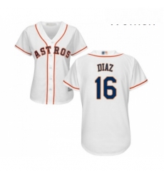 Womens Houston Astros 16 Aledmys Diaz Authentic White Home Cool Base Baseball Jersey 