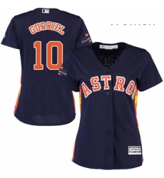 Womens Majestic Houston Astros 10 Yuli Gurriel Authentic Navy Blue Alternate 2017 World Series Champions Cool Base MLB Jersey 