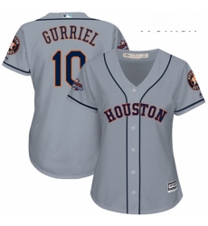 Womens Majestic Houston Astros 10 Yuli Gurriel Replica Grey Road 2017 World Series Champions Cool Base MLB Jersey 