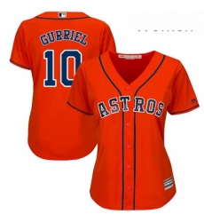 Womens Majestic Houston Astros 10 Yuli Gurriel Replica Orange Alternate Cool Base MLB Jersey 