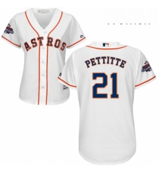 Womens Majestic Houston Astros 21 Andy Pettitte Replica White Home 2017 World Series Champions Cool Base MLB Jersey