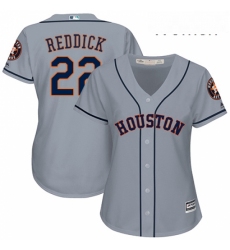 Womens Majestic Houston Astros 22 Josh Reddick Replica Grey Road Cool Base MLB Jersey