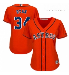 Womens Majestic Houston Astros 34 Nolan Ryan Authentic Orange Alternate Cool Base MLB Jersey