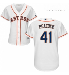 Womens Majestic Houston Astros 41 Brad Peacock Replica White Home Cool Base MLB Jersey 