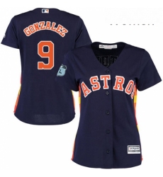 Womens Majestic Houston Astros 9 Marwin Gonzalez Authentic Navy Blue Alternate Cool Base MLB Jersey 