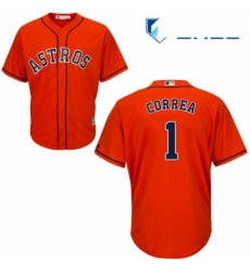 Youth Majestic Houston Astros 1 Carlos Correa Replica Orange Alternate Cool Base MLB Jersey