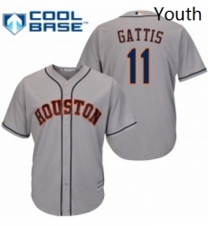 Youth Majestic Houston Astros 11 Evan Gattis Authentic Grey Road Cool Base MLB Jersey