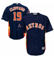Youth Majestic Houston Astros 19 Tyler Clippard Authentic Navy Blue Alternate 2017 World Series Champions Cool Base MLB Jersey 