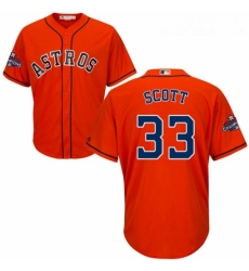 Youth Majestic Houston Astros 33 Mike Scott Replica Orange Alternate 2017 World Series Champions Cool Base MLB Jersey