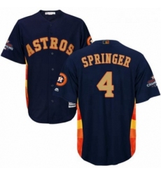 Youth Majestic Houston Astros 4 George Springer Authentic Navy Blue Alternate 2018 Gold Program Cool Base MLB Jersey