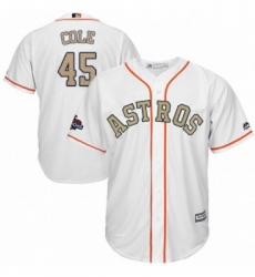 Youth Majestic Houston Astros 45 Gerrit Cole Authentic White 2018 Gold Program Cool Base MLB Jersey 