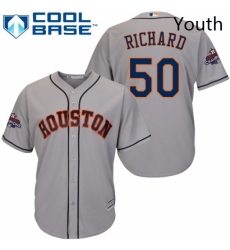 Youth Majestic Houston Astros 50 JR Richard Replica Grey Road 2017 World Series Champions Cool Base MLB Jersey