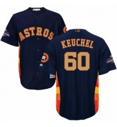 Youth Majestic Houston Astros 60 Dallas Keuchel Authentic Navy Blue Alternate 2018 Gold Program Cool Base MLB Jersey