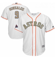 Youth Majestic Houston Astros 9 Marwin Gonzalez Authentic White 2018 Gold Program Cool Base MLB Jersey 