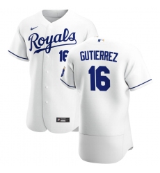 Men Kansas City Royals 16 Kelvin Gutierrez Men Nike White Home 2020 Flex Base Player MLB Jersey