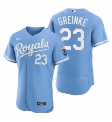 Men Kansas City Royals 23 Zack Greinke Light Blue Flex Base Stitched jersey