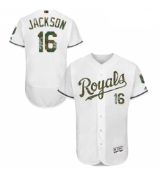 Mens Majestic Kansas City Royals 16 Bo Jackson Authentic White 2016 Memorial Day Fashion Flex Base MLB Jersey