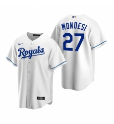 Mens Nike Kansas City Royals 27 Adalberto Mondesi White Home Stitched Baseball Jersey