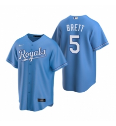 Mens Nike Kansas City Royals 5 George Brett Light Blue Alternate Stitched Baseball Jerse