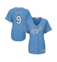 Womens Kansas City Royals 9 Lucas Duda Replica Light Blue Alternate 1 Cool Base Baseball Jersey 