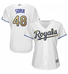 Womens Majestic Kansas City Royals 48 Joakim Soria Authentic White Home Cool Base MLB Jersey