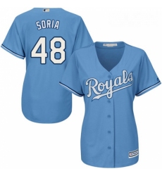 Womens Majestic Kansas City Royals 48 Joakim Soria Replica Light Blue Alternate 1 Cool Base MLB Jersey