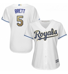 Womens Majestic Kansas City Royals 5 George Brett Authentic White Home Cool Base MLB Jersey