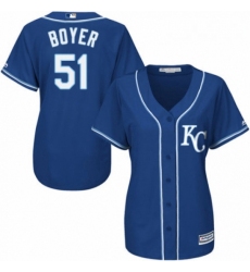 Womens Majestic Kansas City Royals 51 Blaine Boyer Authentic Blue Alternate 2 Cool Base MLB Jersey 