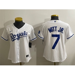 Youth Kansas City Royals 7 Bobby Witt Jr  White Cool Base Stitched Baseball Jersey